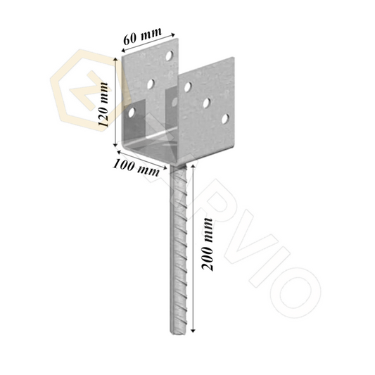100mm x 120mm Concrete-In U Post Support Galvanised Heavy Duty
