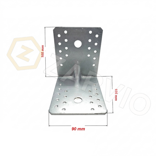 105mm x 105mm x 90mm x 2.5mm Reinforced Angle Bracket Zinc Coated for Timber & Structural Support
