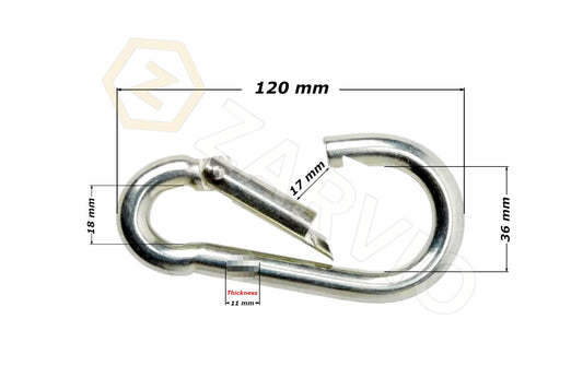 11mm x 120mm Snap Hook for Large Rope, Chain & Strap Connections