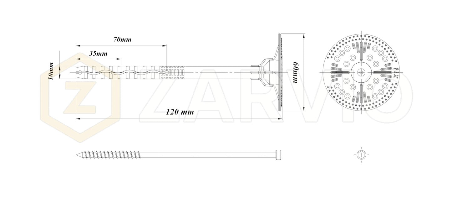 120mm Insulation Fixing Metal Pin Hammer Fastener