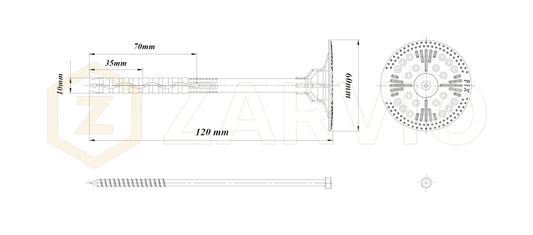 120mm Insulation Fixing Metal Pin Hammer Fastener