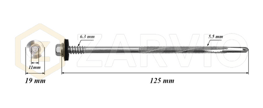5.5 x 125mm Sandwich Panel Screws – Ceramic Coated (6mm Drill)
