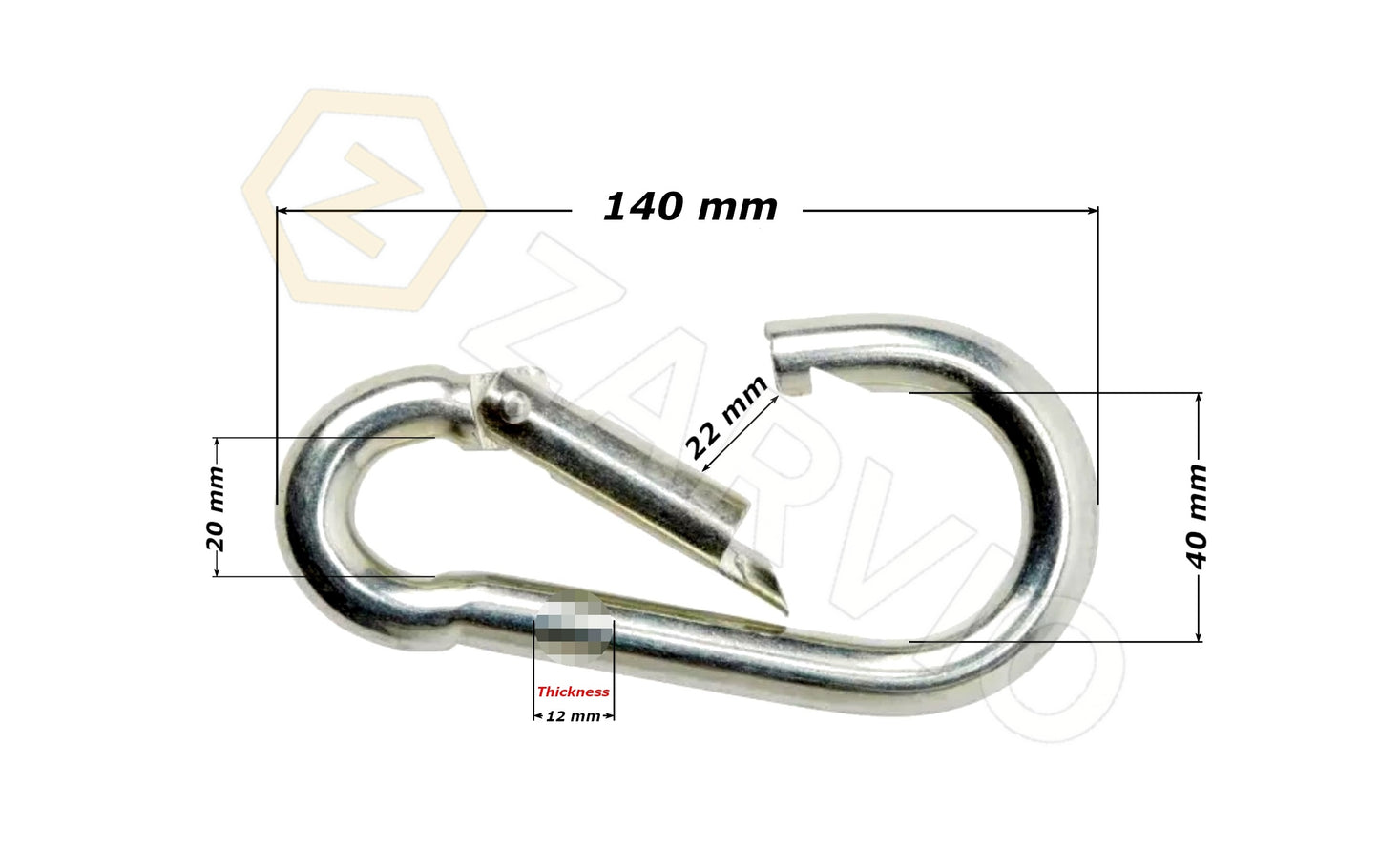 12mm x 140mm Snap Hook Large Spring Gate Utility Clip