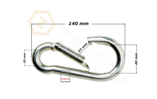 12mm x 140mm Snap Hook Large Spring Gate Utility Clip