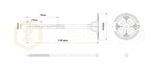 140mm Insulation Fixing Metal Pin Hammer Fastener