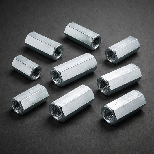 M5 x 15mm Coupling Nut – DIN 6334 (Long) Zinc Plated