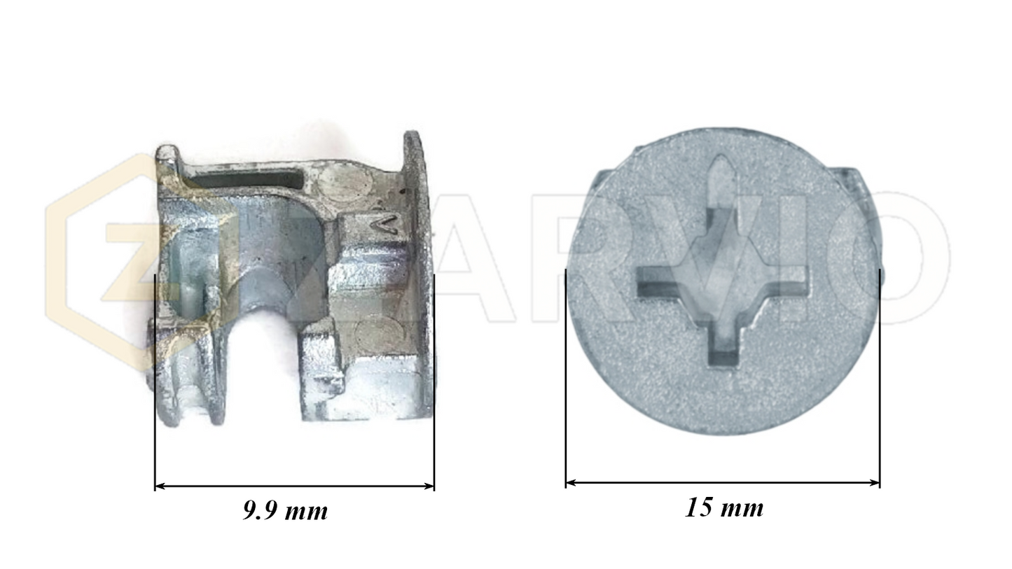 15mm x 9.9mm Countersunk Head Euro Screw Zinc Plated