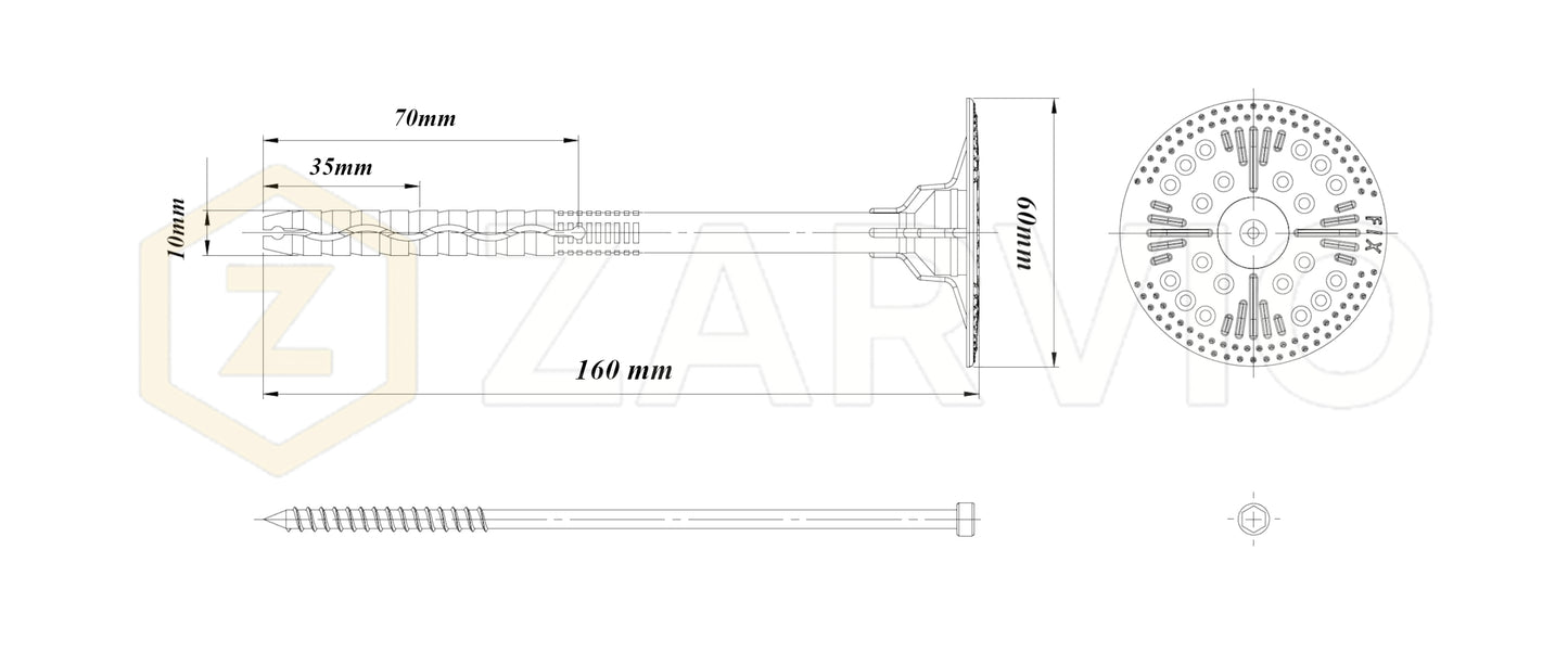 160mm Insulation Fixing Metal Pin Hammer Fastener