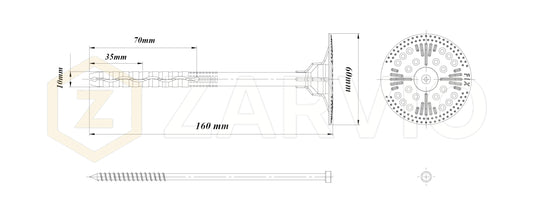 160mm Insulation Fixing Metal Pin Hammer Fastener