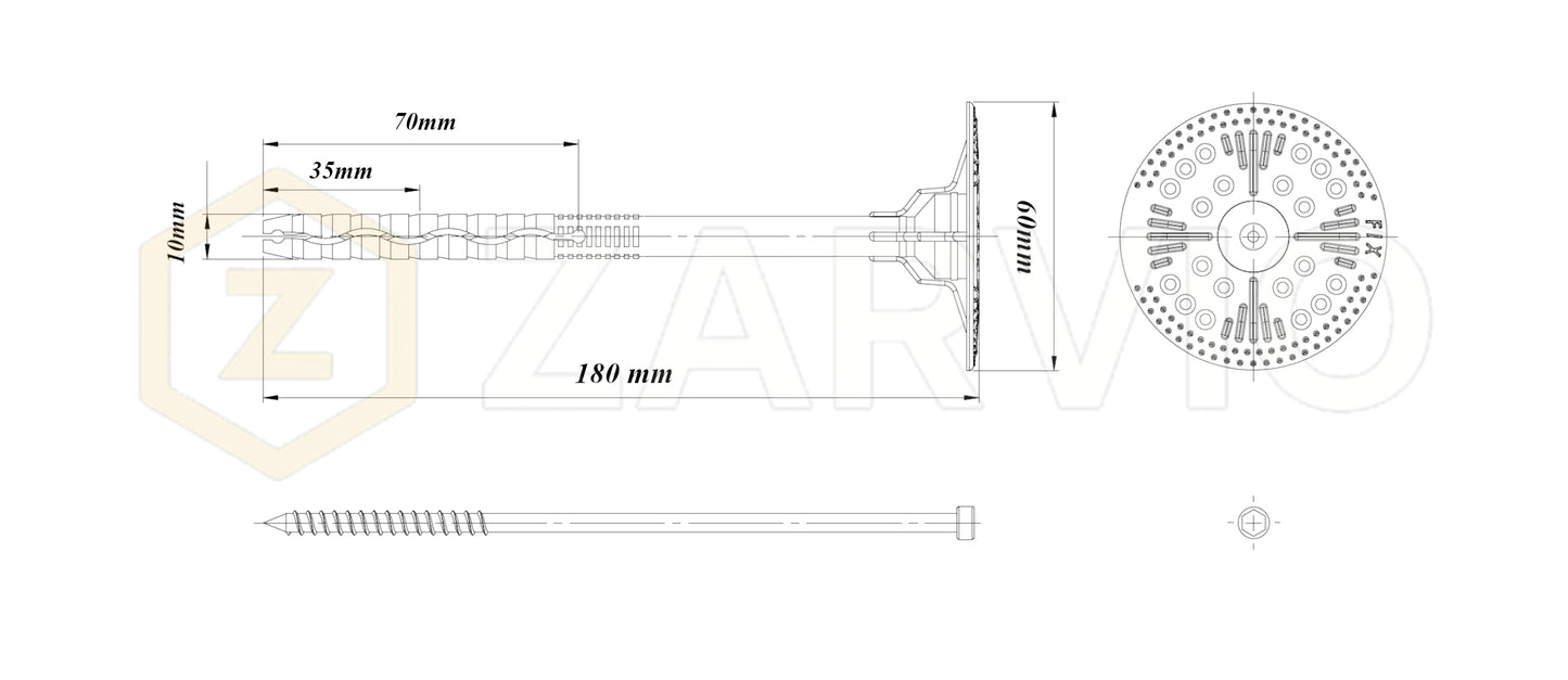 180mm Insulation Fixing Metal Pin Hammer Fastener