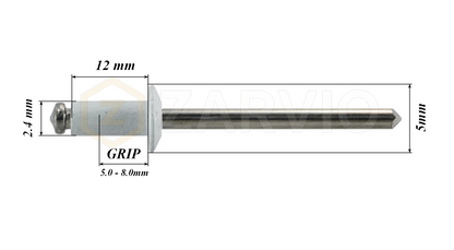 2.4mm x 12mm White Blind Rivets ALU/STEEL Dome Head Pop Rivets – Aluminium Body Steel Mandrel