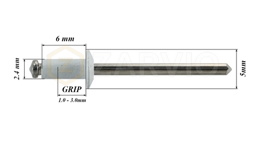2.4mm x 6mm White Blind Rivets ALU/STEEL Dome Head Pop Rivets – Aluminium Body Steel Mandrel