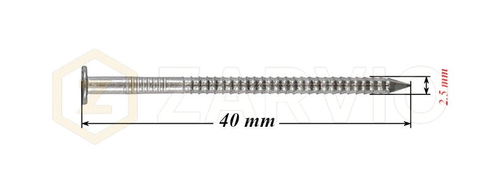 2.5 x 40mm Ring Shank Nails Zinc Plated for Pallets & Timber Construction