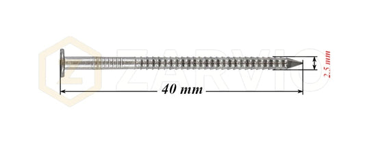 2.5 x 40mm Ring Shank Nails Zinc Plated for Pallets & Timber Construction