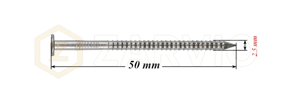 2.5 x 50mm Ring Shank Nails Zinc Plated for Pallets & Timber Construction