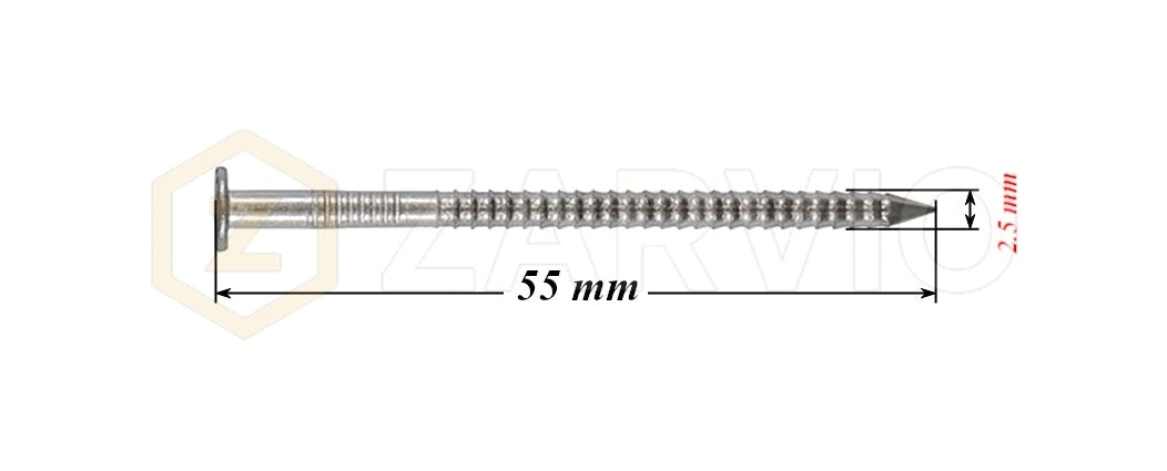 2.5 x 55mm Ring Shank Nails Zinc Plated for Pallets & Timber Construction