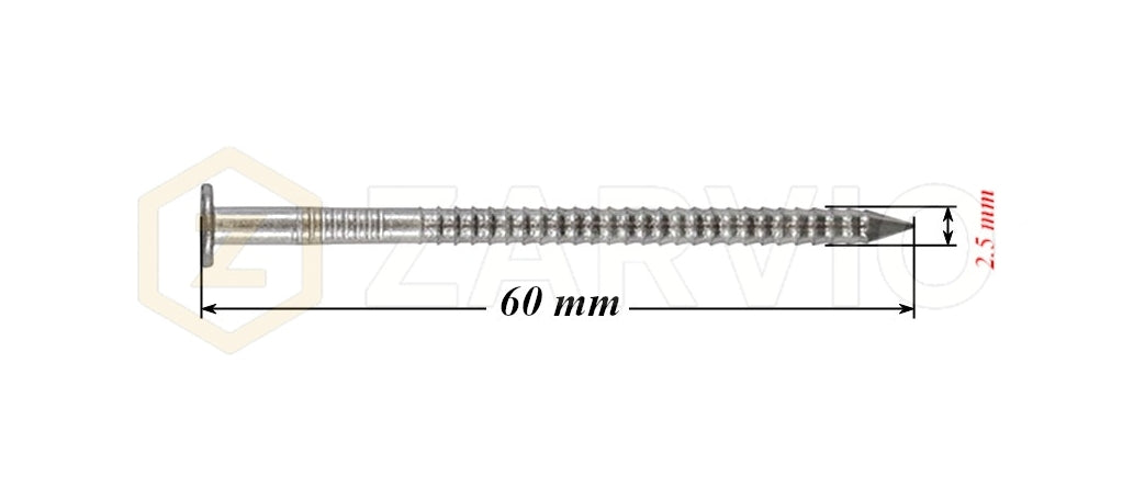 2.5 x 60mm Ring Shank Nails Zinc Plated for Pallets & Timber Construction