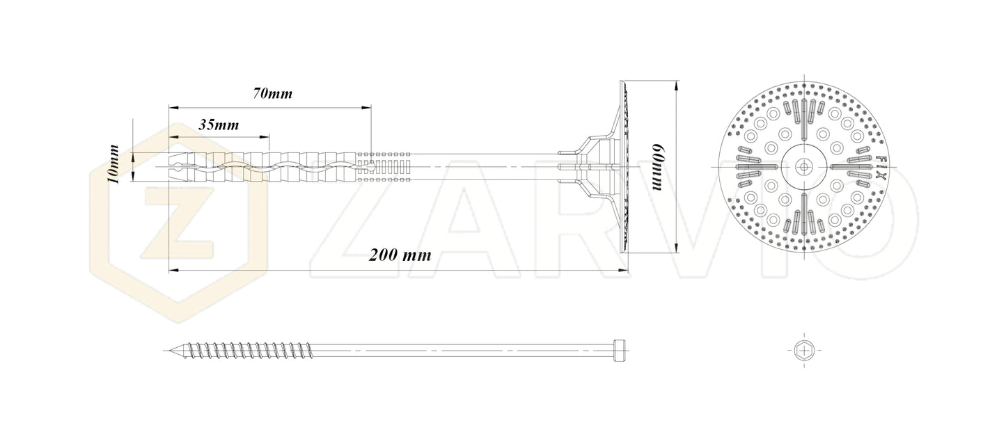 200mm Insulation Fixing Metal Pin Hammer Fastener