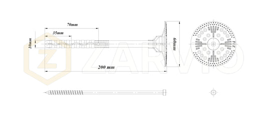 200mm Insulation Fixing Metal Pin Hammer Fastener