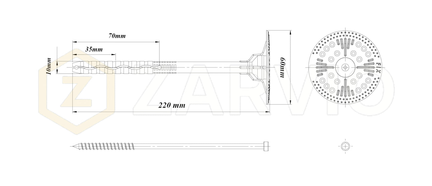 220mm Insulation Fixing Metal Pin Hammer Fastener