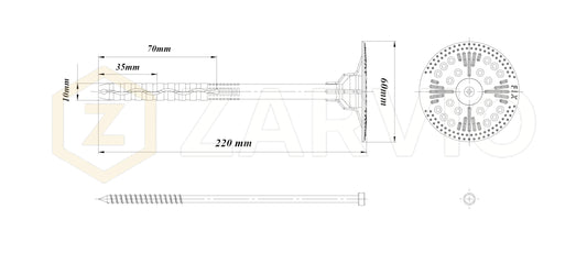 220mm Insulation Fixing Metal Pin Hammer Fastener