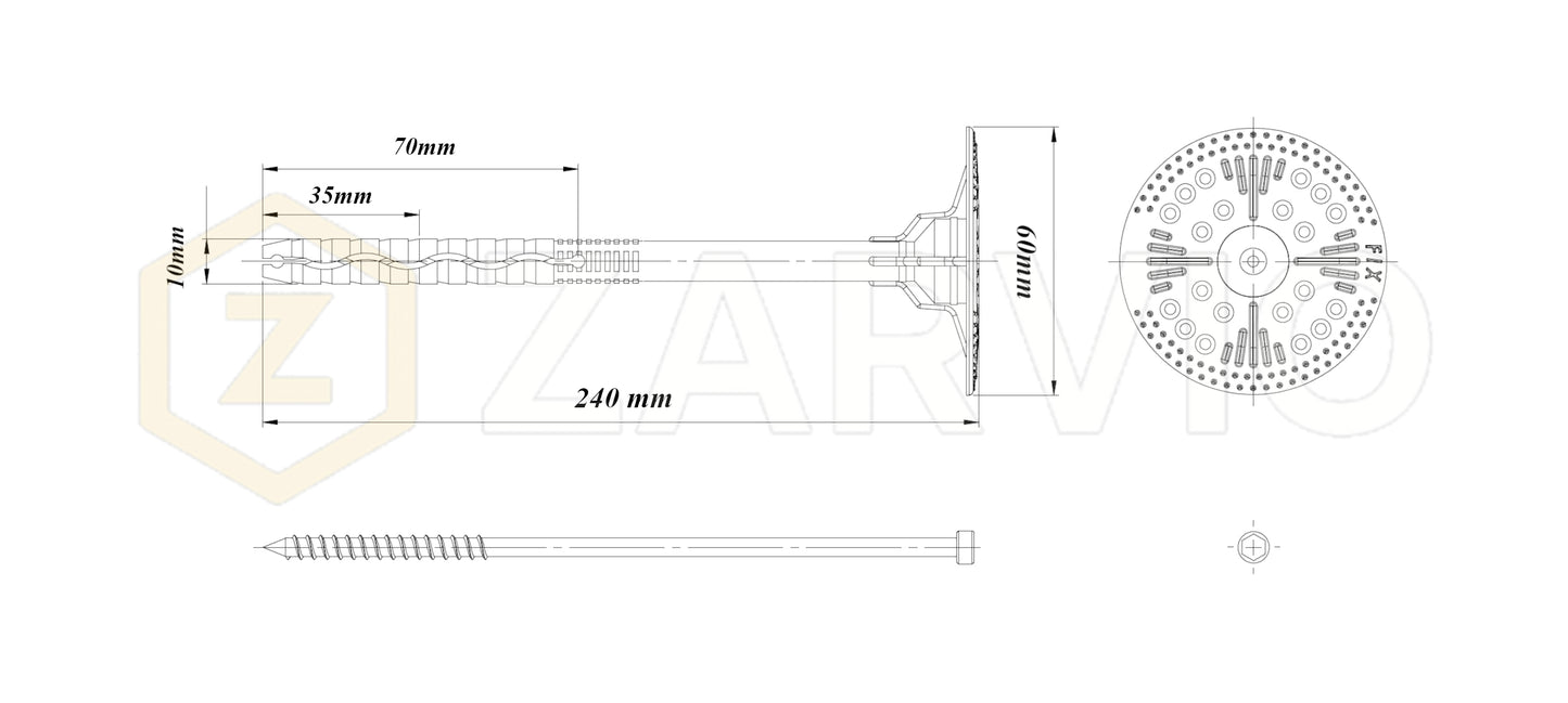 240mm Insulation Fixing Metal Pin Hammer Fastener