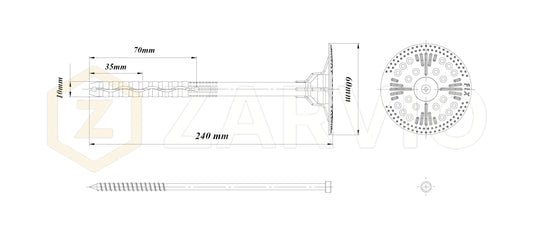 240mm Insulation Fixing Metal Pin Hammer Fastener
