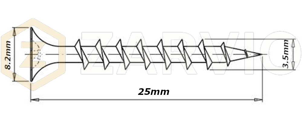 3.5 x 25mm Coarse Thread Drywall Screws for Wood – Black Phosphate