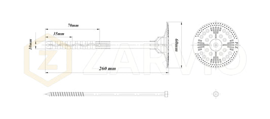 260mm Insulation Fixing Metal Pin Hammer Fastener