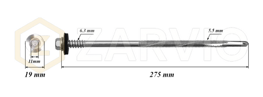 5.5 x 275mm Sandwich Panel Screws – Ceramic Coated (6mm Drill)