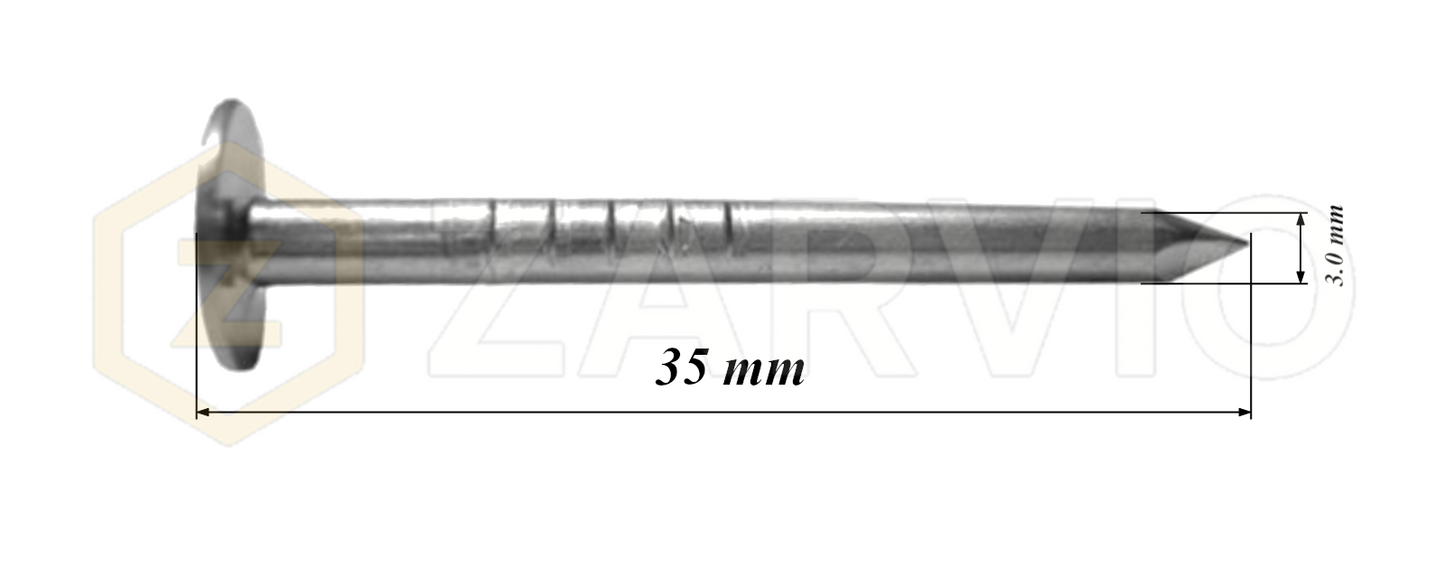 3.0 x 35mm Roofing Nails Flat Head for Felt Timber & Fixing