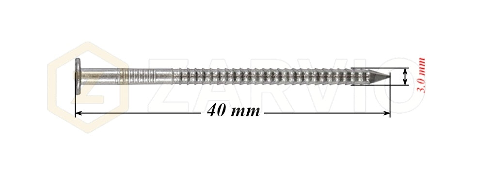 3.0 x 40mm Ring Shank Nails Zinc Plated for Pallets & Timber Construction