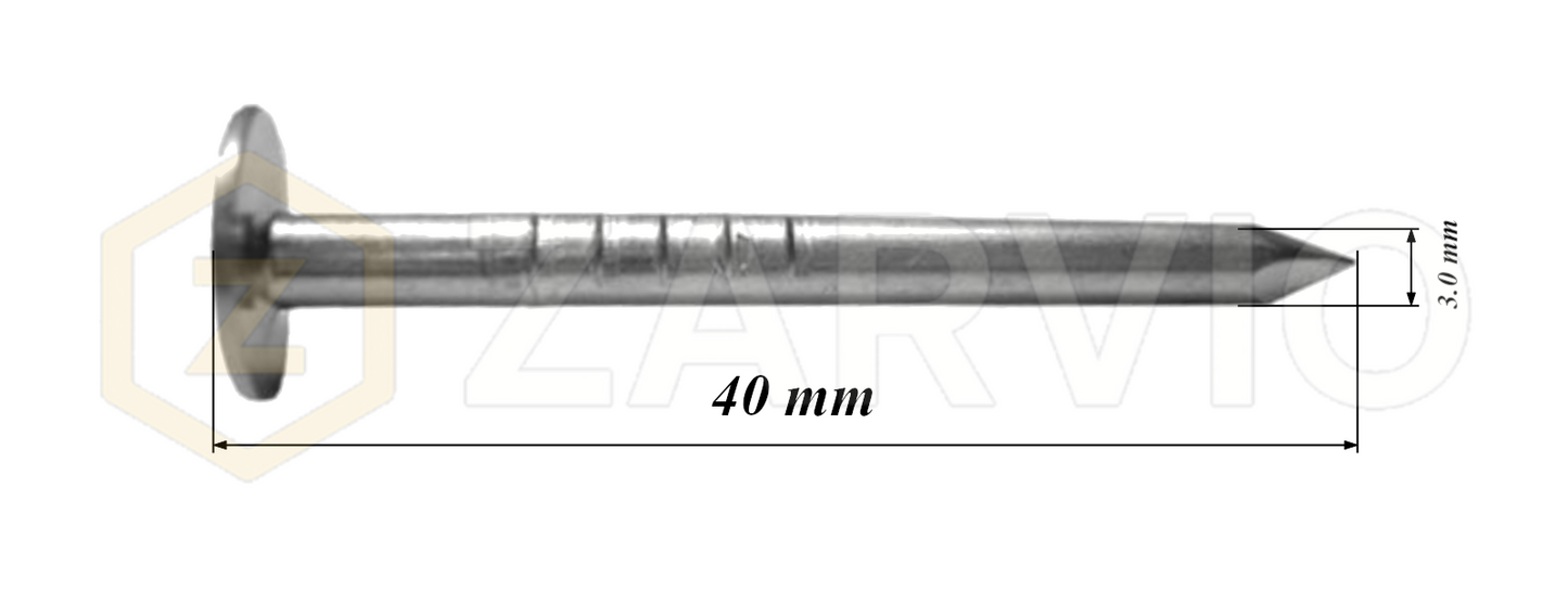 3.0 x 40mm Roofing Nails Flat Head for Felt Timber & Fixing