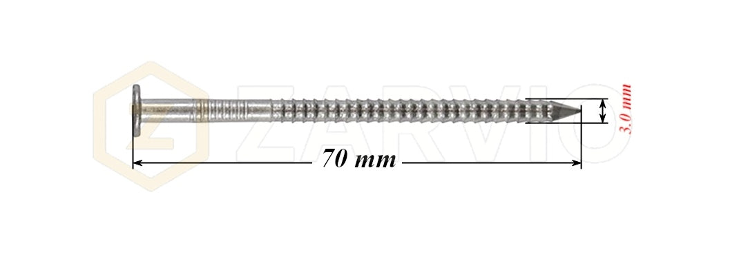 3.0 x 70mm Ring Shank Nails Zinc Plated for Pallets & Timber Construction