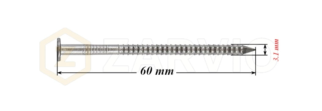 3.1 x 60mm Ring Shank Nails Zinc Plated for Pallets & Timber Construction