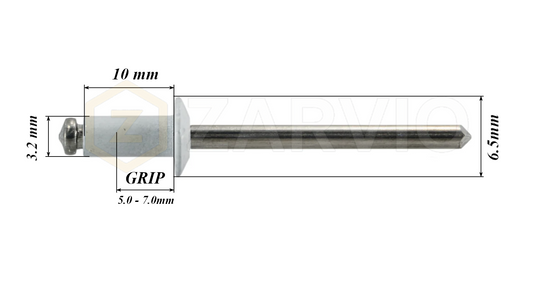 3.2mm x 10mm White Blind Rivets ALU/STEEL Dome Head Pop Rivets – Aluminium Body Steel Mandrel