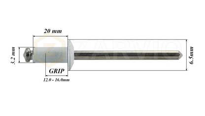 3.2mm x 20mm White Blind Rivets ALU/STEEL Dome Head Pop Rivets – Aluminium Body Steel Mandrel