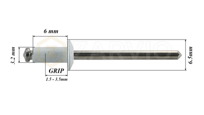 3.2mm x 6mm White Blind Rivets ALU/STEEL Dome Head Pop Rivets – Aluminium Body Steel Mandrel