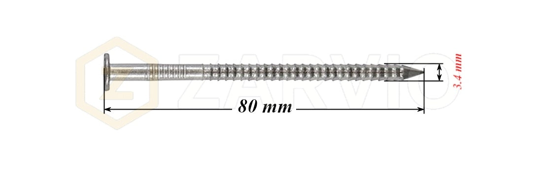 3.4 x 80mm Ring Shank Nails Zinc Plated for Pallets & Timber Construction