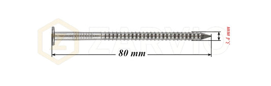 3.4 x 80mm Ring Shank Nails Zinc Plated for Pallets & Timber Construction