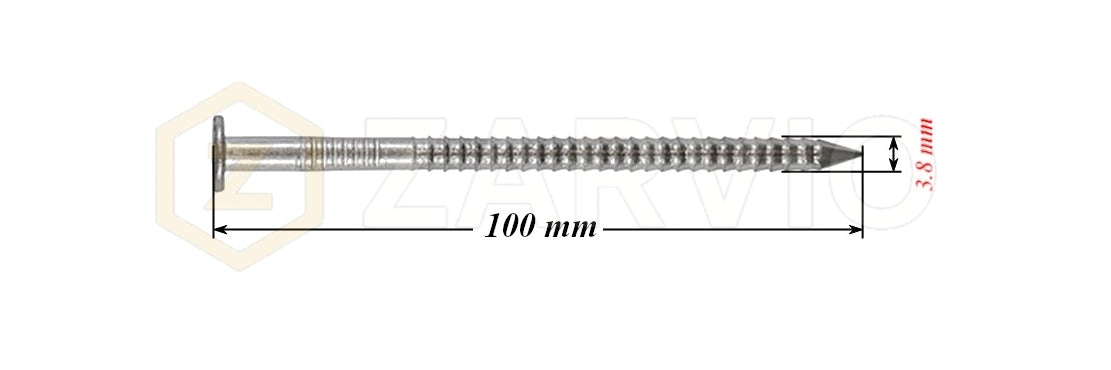 3.8 x 100mm Ring Shank Nails Zinc Plated for Pallets & Timber Construction