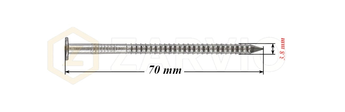 3.8 x 70mm Ring Shank Nails Zinc Plated for Pallets & Timber Construction