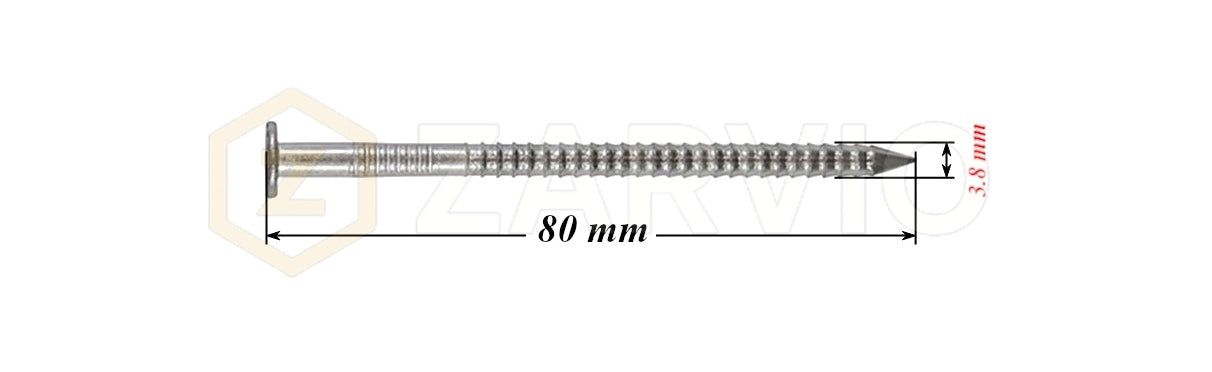 3.8 x 80mm Ring Shank Nails Zinc Plated for Pallets & Timber Construction
