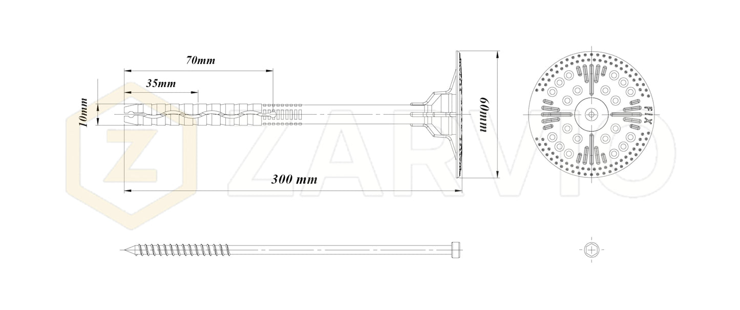 300mm Insulation Fixing Metal Pin Hammer Fastener