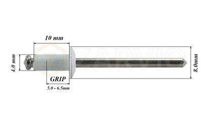 4.0mm x 10mm White Blind Rivets ALU/STEEL Dome Head Pop Rivets – Aluminium Body Steel Mandrel