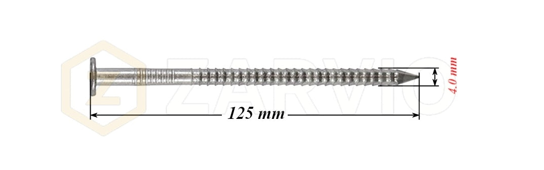 4.0 x 125mm Ring Shank Nails Zinc Plated for Pallets & Timber Construction