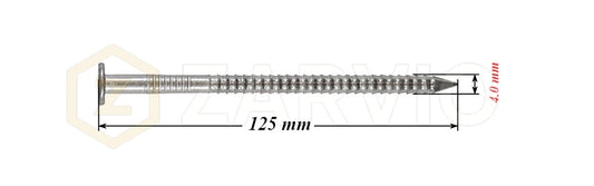 4.0 x 125mm Ring Shank Nails Zinc Plated for Pallets & Timber Construction