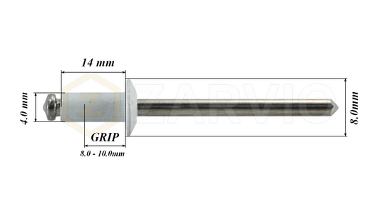 4.0mm x 14mm White Blind Rivets ALU/STEEL Dome Head Pop Rivets – Aluminium Body Steel Mandrel