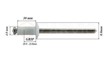 4.0mm x 30mm White Blind Rivets ALU/STEEL Dome Head Pop Rivets – Aluminium Body Steel Mandrel