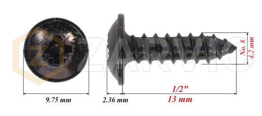 4.2mm x 13mm → (No.8 x 1/2") Wood Screw with Washer Head Fully Threaded Black